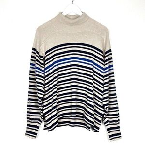 Rag & Bone Cashmere Cotton Ann Striped Sweater Oatmeal Multi Size M medium